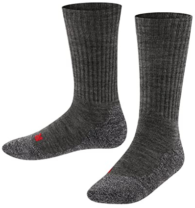 FALKE Unisex Kinder Socken Active Warm K So Wolle Funktionsmaterial dick atmungsaktiv einfarbig 1 Paar, Grau Asphalt Melange 3180, 23-26