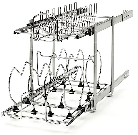 Rev-A-Shelf Dual Kitchen Cabinet Pullout Organizer, Min Open Width of 11.5