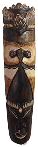 Kunsthandwerk Asien Maske Eule aus Holz, Größe 50 cm, Holz-Maske aus Bali, Wandmaske