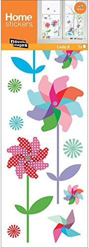 NOUVELLES IMAGES Stickers fenêtre en polypropylène moulins à Vent colorés
