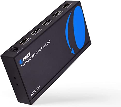 OREI HDMI Splitter 1 in 4 Out – 4K@60Hz HDMI 2.0 Splitter with HDCP 2.2, EDID Management, and LPCM/Dolby/DTS Audio Support– Compact Plug & Play Design