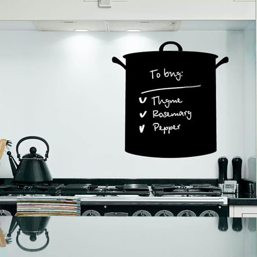 Sticker Tableau Noir CUISINIÈRE 30 x 30 cm, Adhésif Ardoise Effaçable, Décoration MÉMO pour Cuisine, TO DO LIST, Autocollant mural de qualité Made in Europe