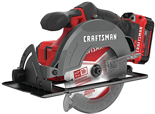 CRAFTSMAN V20 Cordless Circular Saw Kit, 6-1/2 inch, Battery and Charger Included (CMCS500M1)