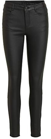 Vila Clothes Vicommit RW New Coated-Noos, Pantalones Mujer, Negro (Black), 36 (Talla del Fabricante: Small)