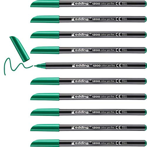 Edding 1200-064 - Caja con 10 Rotuladores 1200 con Punta de Fibra - 1mm - Verde Neón