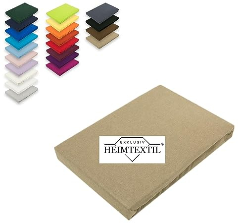 EXKLUSIV HEIMTEXTIL Marke Jersey Spannbettlaken 60 x 120 cm - 70 x 140 cm 100% Baumwolle Öko - Tex Zertifiziert, Markenqualität, Matratzenhöhe bis 10 cm, Sand