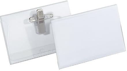 Durable 815719 Namnskylt med nål & klämma 40x75mm, transparent, 50 stycken