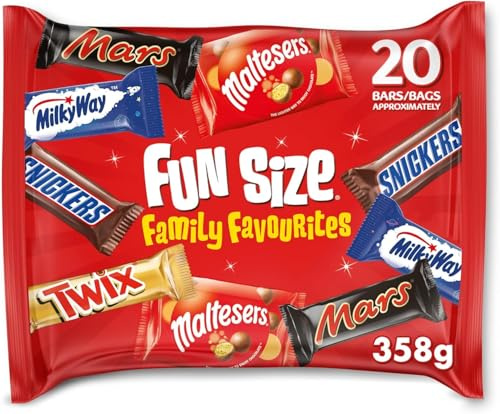 Mixed Fun Size Chocolate Bar Multipack Variety Assortment 358g 20 Pieces