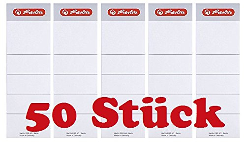 HERLITZ Lot de 5 Sachets de 10 Etiquettes adhésives Dos de classeur maX.file 60 x 190 mm Blanc