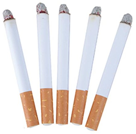 P’TIT CLOWN - 11096 - Fausses Cigarettes Allumées - Blister de 5 - Pour Adultes Uniquement - Apparence Réaliste - Accessoires Déguisement Carnaval, Halloween, Théâtre, Comédie, Fête Déguisée