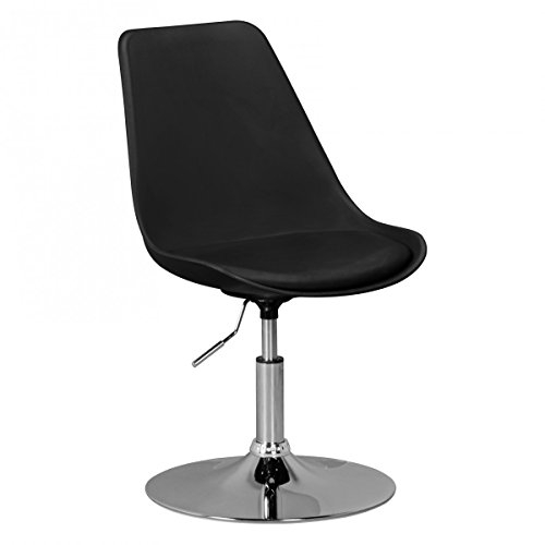 AMSTYLE Korsika, Drehsessel Esszimmerstuhl Kunstleder-Sitzfläche in Schwarz, Drehstuhl ist höhenverstellbar, Drehhocker mit Rückenlehne, Besucherstuhl mit Schalensitz