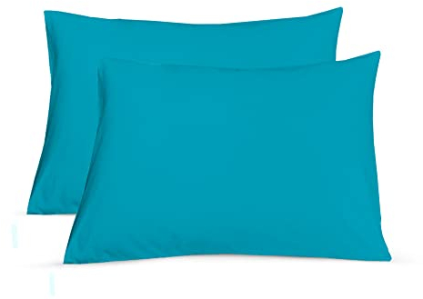 Sapphire Collection 2 x Luxury Pair of Housewife Pillow Cases Non Iron Percale Bedroom Bedding Pillow Cover (Teal)
