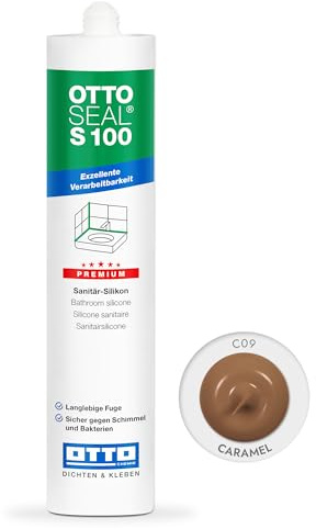 OTTOSEAL S 100 Premium-Sanitär-Silikon 300ml C09 caramel – Sicher gegen Schimmel & Ideal für Bad, Küche & Wohnbereich – Hervorragend Glätt- & Modellierbar