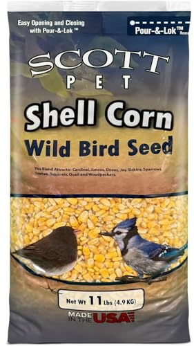 Scott Pet Wild Bird Seed, Shelled Corn, 11 lbs Bag, Feed, Great Source of Protein and Fiber, Food for Outside Wild Birds