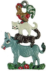 DECO DIRECT Bremer Stadtmusikanten Zinnfigur, H: 4,5 cm, handgegossen aus Zinn 93% (ohne Bleizusatz!), beidseitig handbemalt, metallic Silber