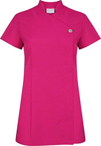Proluxe Signature Button Beauty Tunic - Hairdressing Massage Therapist Spa Health Work Nail Salon Uniform (Fuchsia, 12)
