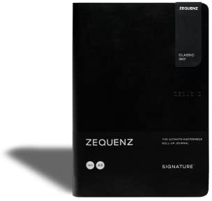 Zequenz Signature Classic 360° Notizbuch A5, 14,6 x 21 cm, 140 Seiten, Blanko, 100g/m² Papier, Flexibel, Flachliegend, Schwarz, Skizzen, Notizen, flexibel, füllerfreundlich, minimalistisch