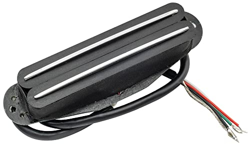 Musiclily Hot Rail Keramik Humbucker Single Coil Tonabnehmer Pickup für Strat Squier Style E-Gitarre,Schwarz Korpus Chrom Rail