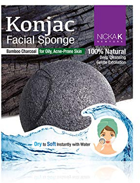 Nicka K Konjac Facial Deep Cleansing & Gentle Exfoliation Sponge-Oily, Acne Prone Skin