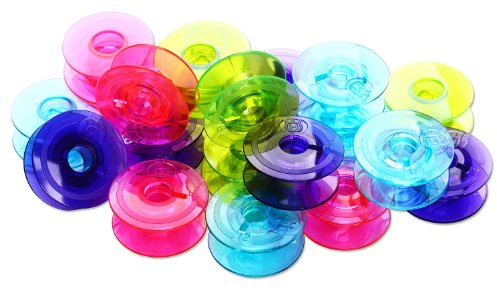 Husqvarna transparente Spulen (20er Pack - 4 versch. Farben) für Prelude, Scandinavia, Platinum, 400, 500, Lily, Daisy, Jade, Topaz, Ruby, Designer