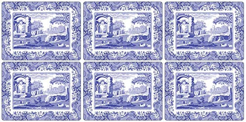 Pimpernel Blue Italian Placemats,Blue/White,30.5 x 23cm Set of 6
