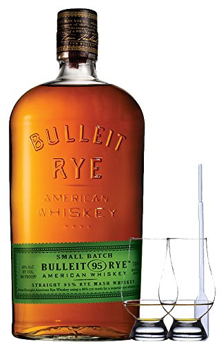 Bulleit Rye 95 Bourbon Frontier Whiskey 0,7 Liter + 2 Glencairn Gläser + Einwegpipette 1 Stück