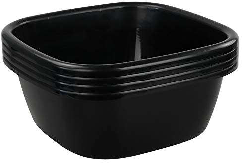 Kekow 4-Pack Plastic Wash Basin, 12 Quart Kitchen Dish Basin, Black