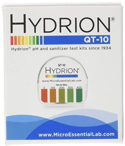 Micro Essential Laboratory QT-10 Plastic Hydrion Low Range Quat Check Test Paper Dispenser, Single Roll, Food Service Test Strips, 0 - 400ppm