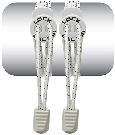 Sammons Preston Lock Laces, White, Strong Elastic No-Tie Shoelaces with Locking Device, Make Any Lace-Up Footwear Into Slip On Shoes