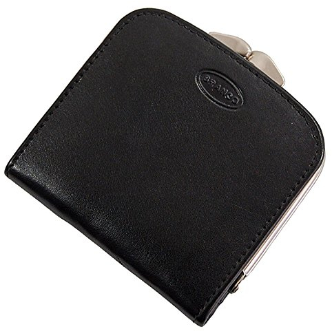 Damen Geldbörse Portemonnaie Geldbeutel Rindleder 6 Farben Bügel Börse Knipser 9,5 x 9,5 cm GoBago (Schwarz)