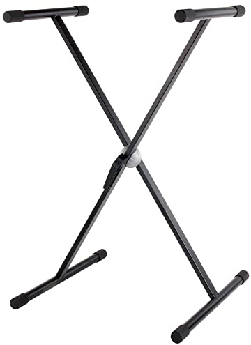 Classic Cantabile Pro II Keyboardständer (Einstrebiges Keyboardstativ aus Stahl, mit SimpleLock Schnellverschluss, zusammenklappbar) schwarz