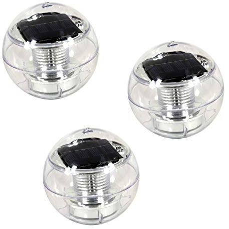 3er Set Solar Schwimmkugel 2 LED mit Farbwechsel Solarlampe Kugel 11 x 11 x 11,5 cm Teichbeleuchtung Solarkugel Dekolicht Solarbeleuchtung