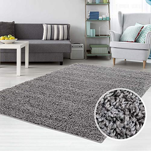 Shaggy - Alfombra, flokati, acrílico, gris oscuro, 100 cm_x_200 cm