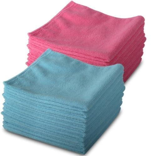 20 Pack of Genuine Exel 10 Pink & 10 Blue Microfibre Magic Cleaning Cloths. Chemical Free Cleaning. Anti Bacterial Microfiber Cloths for Amazing Smear Free Wiping.