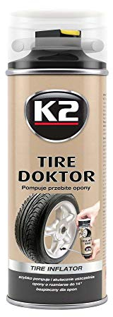 K2 Bombeo y Reparación de Ruedas Tire Doktor | 400 ml |Sellado Rápido | Eficiente | Ideal para Emergencias | No Daña los Neumáticos