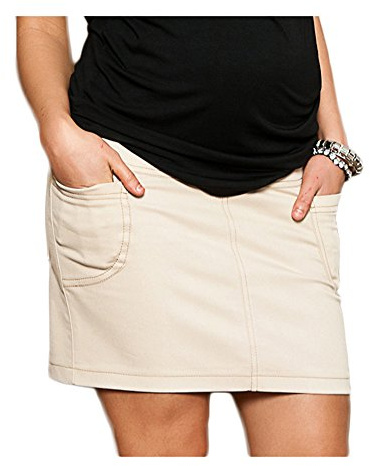 Mija - Gonna Denim Jeans Causal Premaman e Gravidanza 9060 (IT 44, Beige)