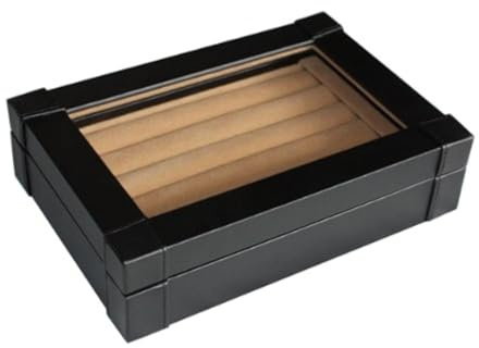 TimelyBuys Black Leatherette Cufflink Case & Ring Storage Organizer Jewelry Box for Cufflinks Father's Day Gift