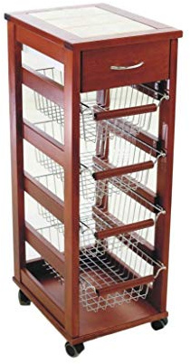 CARRELLO PORTAFRUTTA VESUVIO SALVASPAZIO CILIEGIO MATTONELLE DECO LEGNO MASSELLO CASSETTI 380519