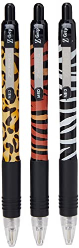 Pens Ballpoint, Smooth & Funky Ballpoint Pens with Pocket Clip, Retractable Black Ink Ballpoint Pens, Reliable Black Biro Pens Multipack for Everyday Use - Animal Design, 5pk