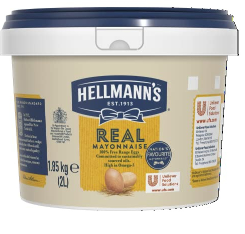 Hellmann's Real Mayonnaise, Catering Mayonnaise, Bulk buy food, 2 Litre Tub