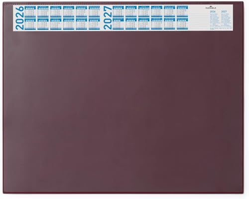 Durable Desk Mat with Annual Calendar, 65 x 52cm, Red | Desk Pad with Transparent Overlay and 4 Year Calendar Strip, For Offices and Home Offices, Non-Slip, Made in Poland