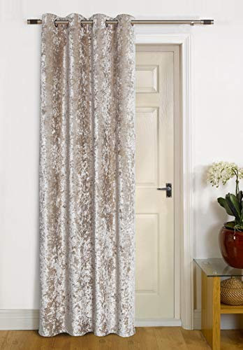 umlout Agra Natural Thermal DOOR Curtain - CRUSHED VELVET FABRIC- Reduces Heat Loss, Prevents Draughts, Saves Energy.