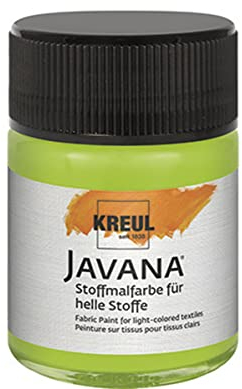 KREUL 91913 - Javana Stoffmalfarbe für helle Stoffe, 50 ml Glas in maigrün, geschmeidige Farbe auf Wasserbasis mit cremigem Charakter, dringt fasertief ein, waschecht nach Fixierung