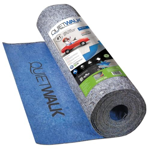 QuietWalk Underlayment 360 sq ft – 3 mm Thick – for Laminate & Hardwood Floors – Approved for Pre-Attached Pad – Recycled Fiber – Floating Install – Sound & Moisture Barrier – Made in USA