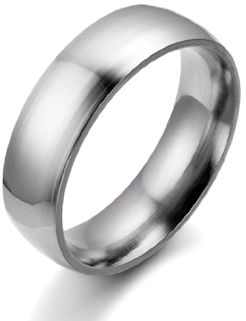 JewelryWe Schmuck 6mm Breite Edelstahl Herren-Ring, Hoch Poliert Dome Silber, Partnerringe Jahrestag Verlobung Hochzeit Band, mit Geschenk Tüte Größe 62