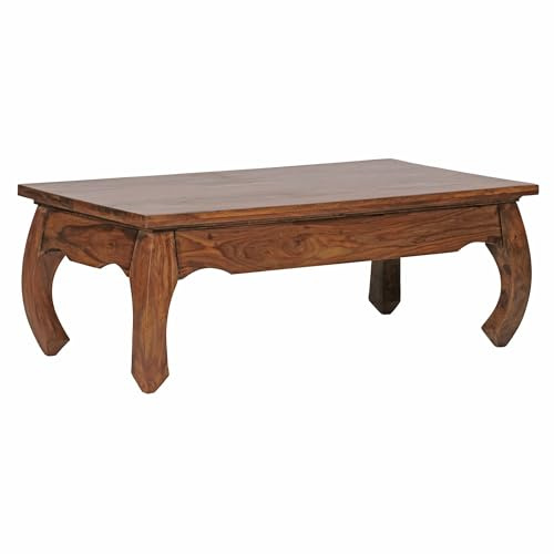 WOHNLING Mesa de café Sheesham Madera Maciza Mesa de 110 cm de diseño Mesa de Comedor Amplia Estilo rústico de Color marrón Oscuro