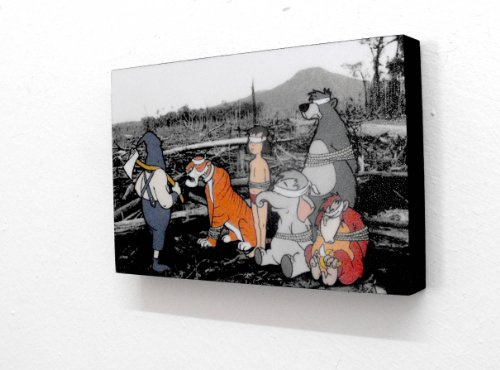 6 x 4 (postcard size) Block Mounted Picture, Banksy Jungle Book
