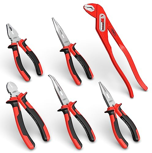 FAMEX 3959-6 - Juego de alicates - con pinzas para teléfono, cortador lateral, alicates combinados y alicates para bomba de agua