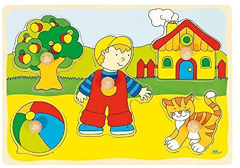 Goki 57858 - Puzzle a Incastro con Bimbo, Pallone e Gatto