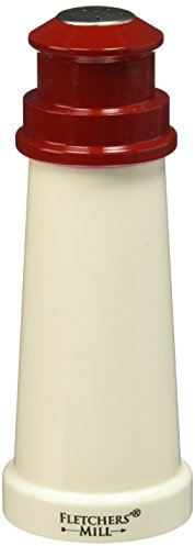 Fletchers' Mill Lighthouse Salt Shaker, White/Red - 6 Inch, Adjustable Coarseness Fine to Coarse, Made in U.S.A.